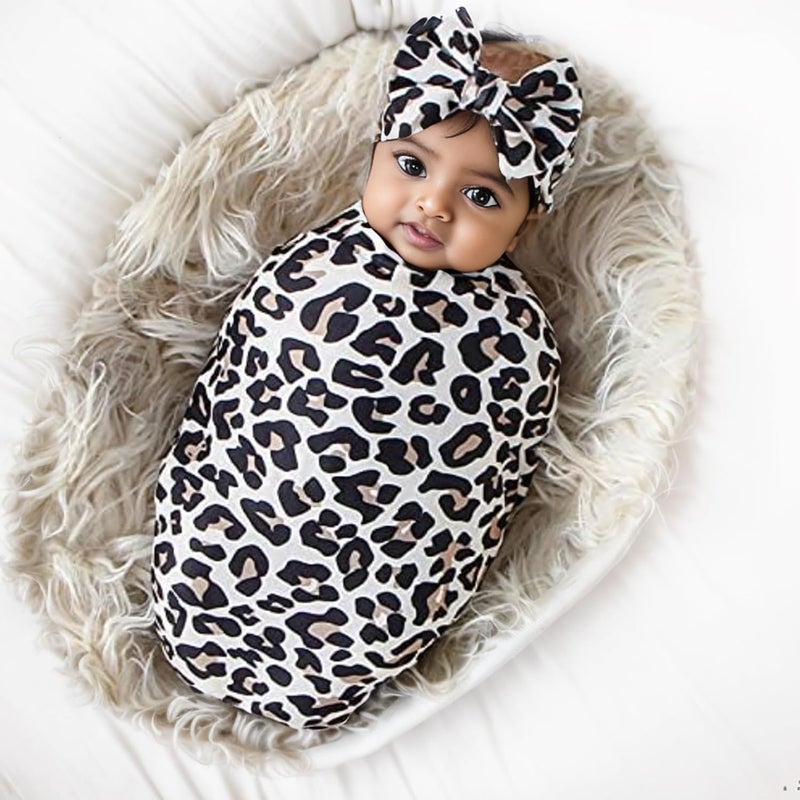 Galabloomer Receiving Blanket Headband Set Flower Print Baby Swaddle Blankets - Image 2